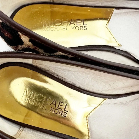 MICHAEL Michael Kors‎ Size 7 Leopard Calf Hair Leather Loafers Logo Hardware MK - Picture 8 of 11